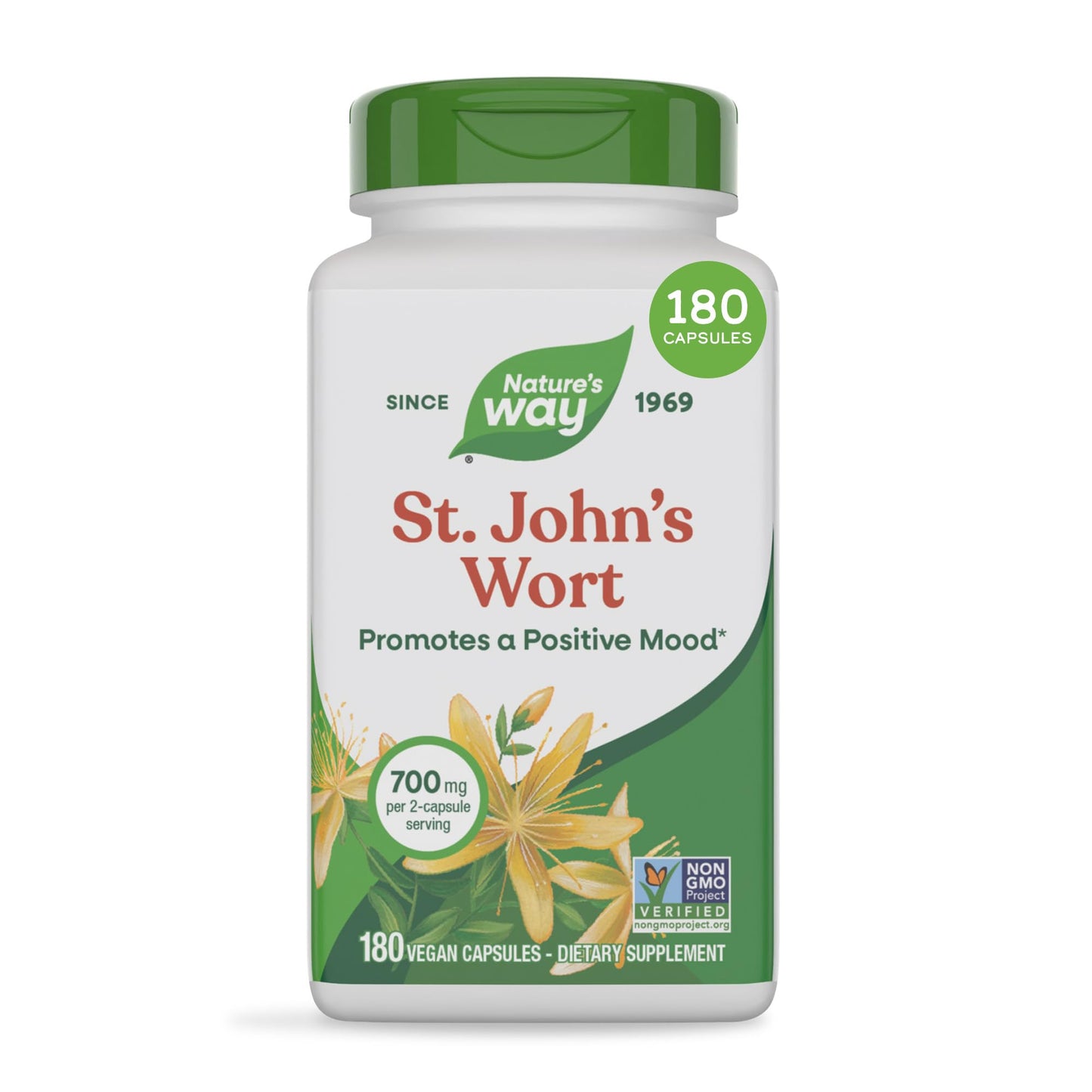 Nature’s Way St. John’s Wort Capsules, Herbal Supplement Promotes a Positive Outlook*, 700 mg per 2-capsule serving Nature's Way