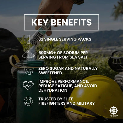 Fire Science Fire Salt Hydration Sticks, Electrolytes & Coconut Water, Hydration Drink Mix with Magnesium, Potassium & Sodium, Zero Sugar, Single Serve On the Go Packs, Fire Science Nutrition