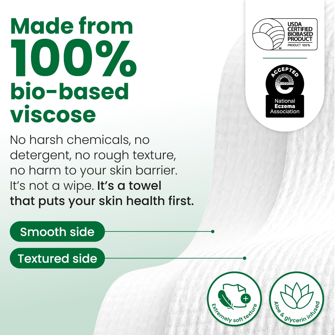 CLEAN SKIN CLUB Sensitive Skin Clean Towels® XL, Ultra-Soft Disposable Face Dry Wipes Infused with Aloe & Glycerin, XL - 1 Pack (50 count) CLEAN SKIN CLUB