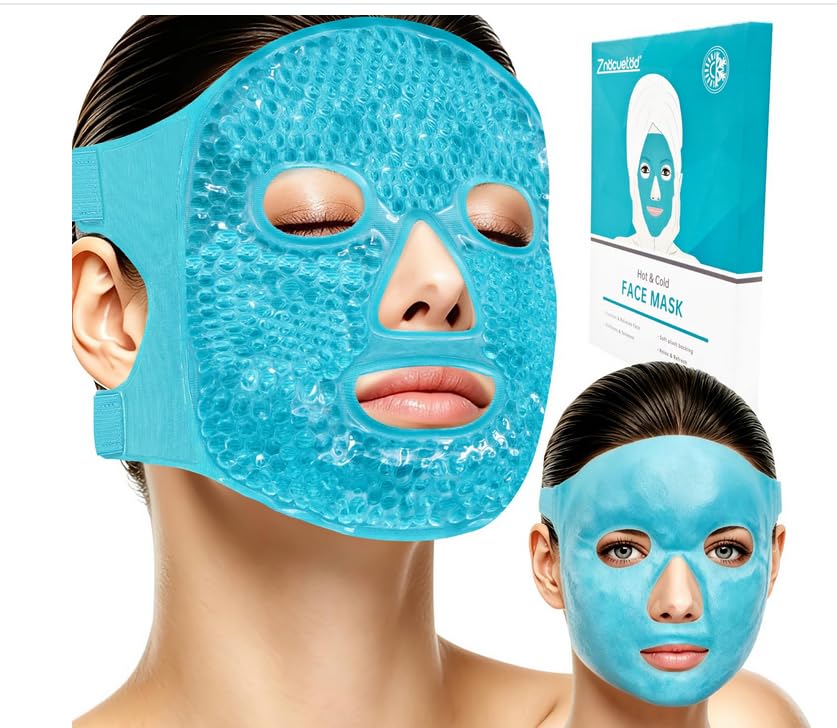 ZNÖCUETÖD Cold Face Ice Mask Facial Ice Pack, Hot Cold Compress for Face ZNÖCUETÖD