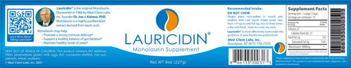 Lauricidin- The Original Monolaurin Supplement- 3000mg per Serving- 227g per Jar (Essential Immune Support and Gut Health) Lauricidin