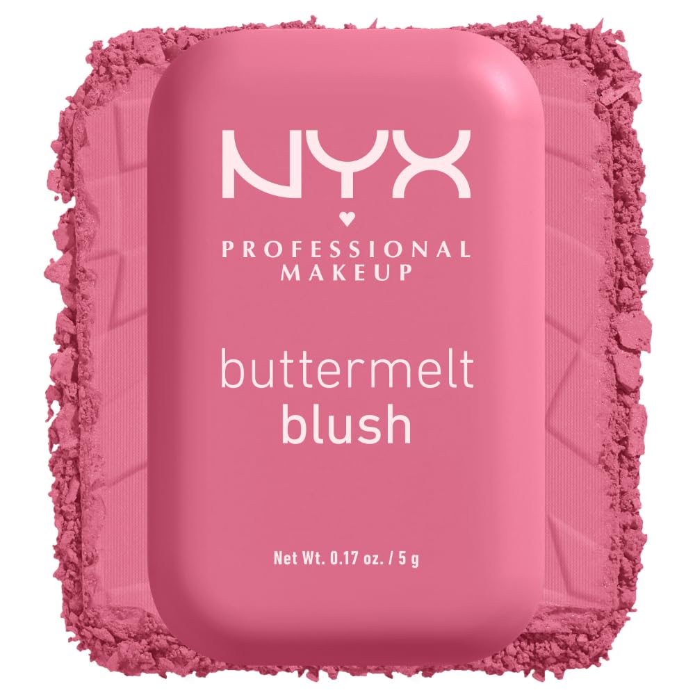 NYX PROFESSIONAL MAKEUP Buttermelt Powder Blush, Fade and Transfer-Resistant Blush, Up to 12HR Make Up Wear, Vegan Formula - For The Butta NYX PROFESSIONAL MAKEUP