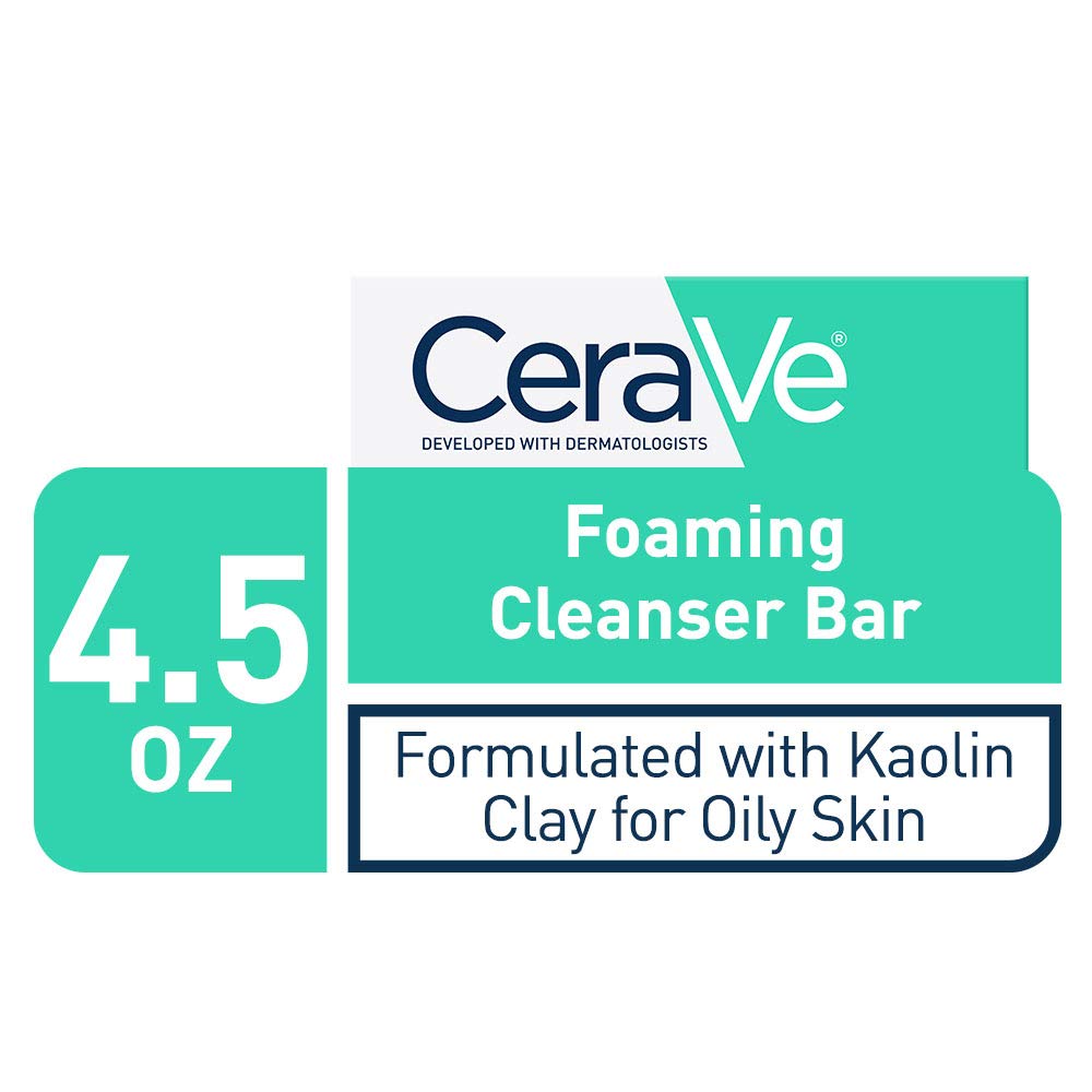 CeraVe Foaming Cleanser Bar, Face & Body Wash, Soap for Oily Skin, 4.5oz CeraVe