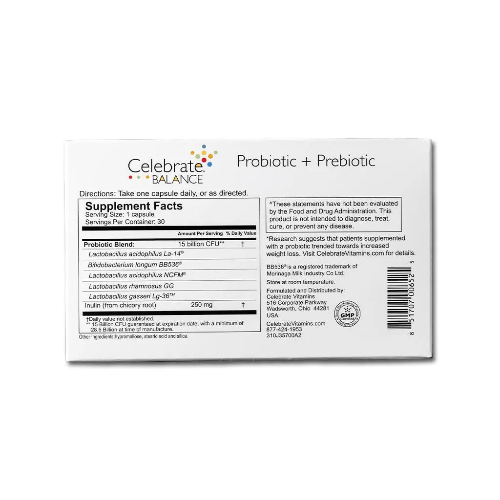 Celebrate Vitamins CelebrateONE Bariatric Multivitamin 18mg Iron & Balance Probiotic + Prebiotic Capsules Bundle – Supports Digestive Health, Iron Levels Celebrate Bariatric Supplements buy australia supplements