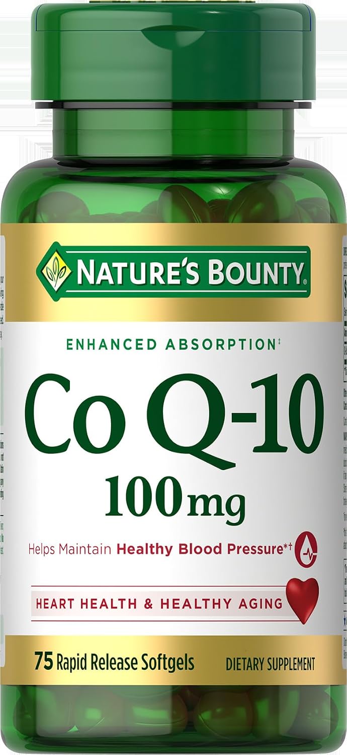 Nature's Bounty CoQ10, Helps Maintain Healthy Blood Pressure, 100 mg, Rapid Release Softgels, 75 Count Gsupps Australia