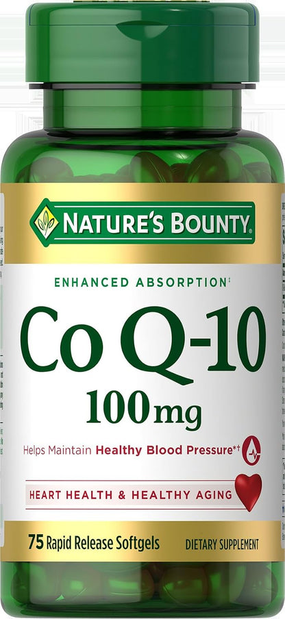 Nature's Bounty CoQ10, Helps Maintain Healthy Blood Pressure, 100 mg, Rapid Release Softgels, 75 Count Gsupps Australia