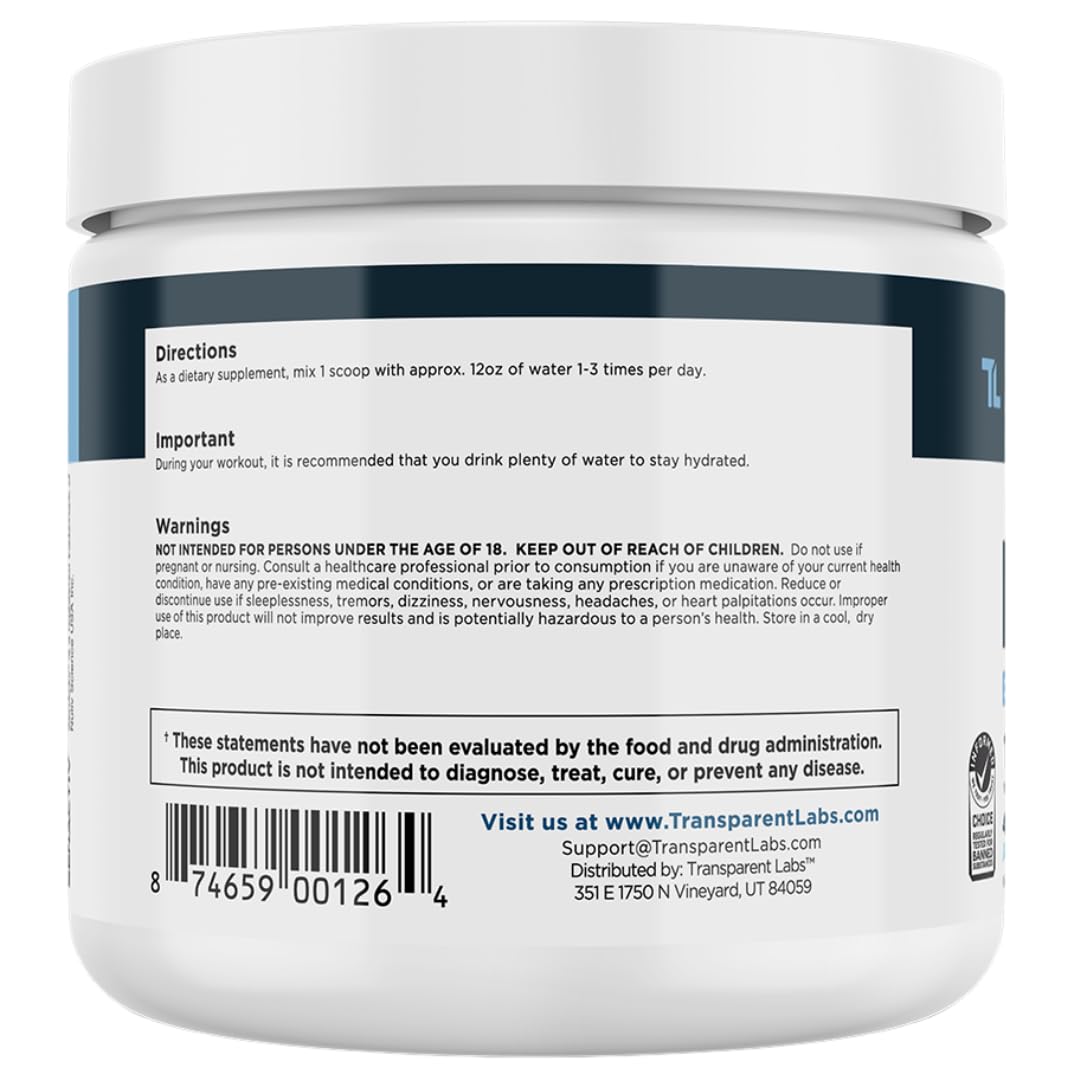 Transparent Labs Hydrate Naturally Sweetened Electrolytes Powder - Hydration Powder Electrolytes with Coconut Water, Calcium, Taurine, & Potassium - 40 Servings, Tropical Punch