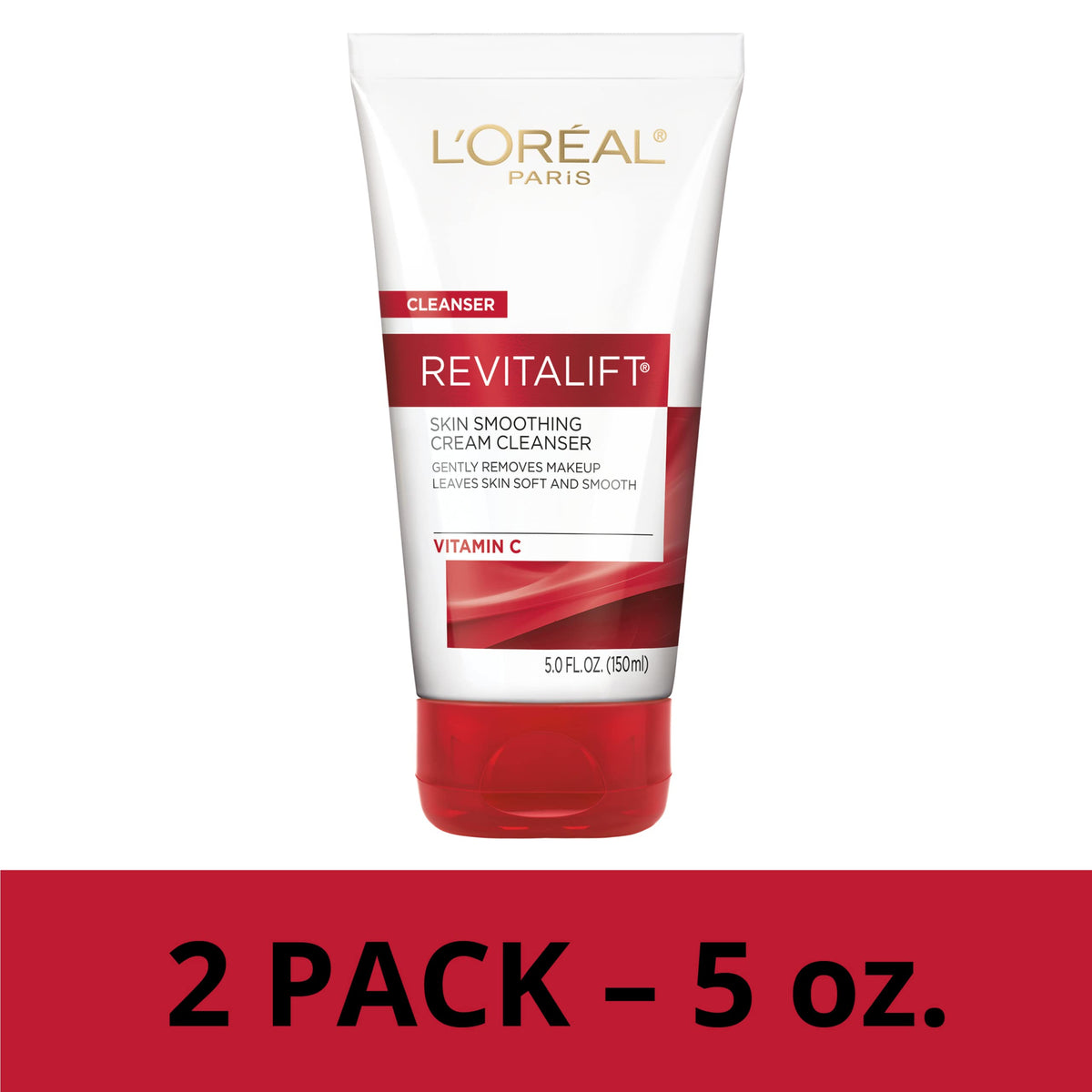 L'Oreal Paris Revitalift Daily Cream Cleanser, Gentle Makeup Remover Face Wash with Vitamin C 5 fl. oz (Pack of 2) L'Oreal Paris