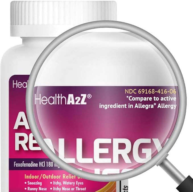 HealthA2Z Fexofenadine Hydrochloride 180mg, Antihistamine for Allergy Relief, 24-Hour Antihistamine for Allergy Relief (120 Count (Pack of 1)) HealthA2Z buy australia supplements