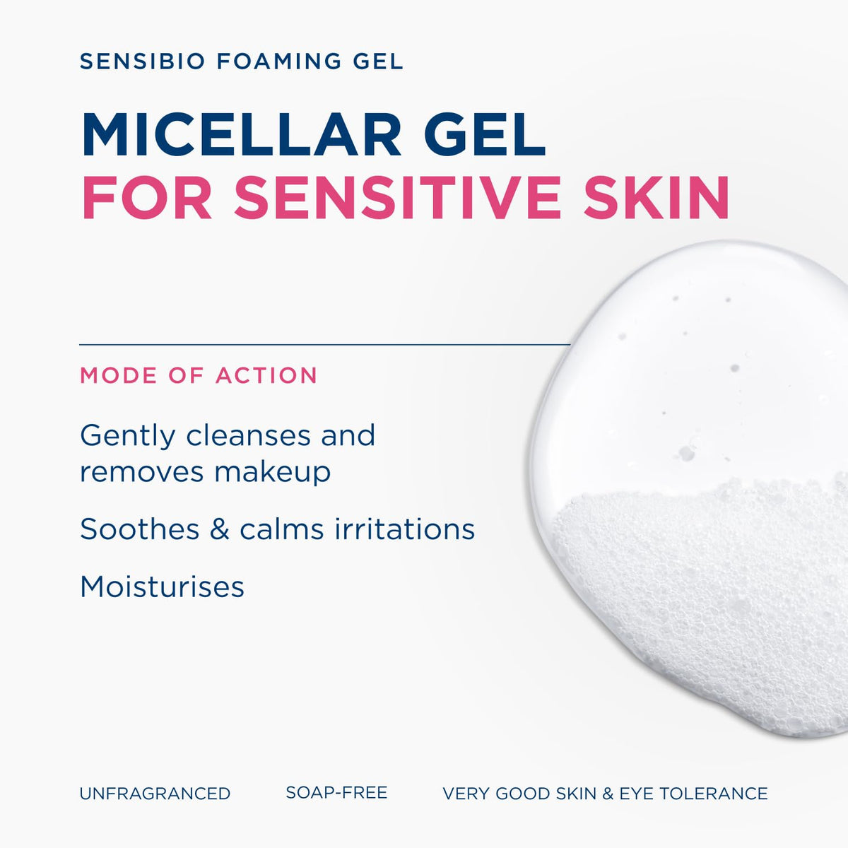 Bioderma Sensibio Foaming Gel Gentle Cleanser Makeup Remover Sensitive Skin Bioderma