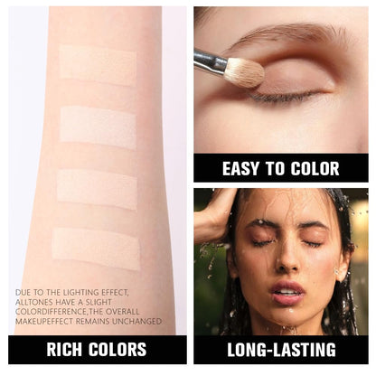HHLTOH 4 Colors Vanilla Nude Eyeshadow Palette, Light Beige Pink Ivory White Quads, Matte & Shimmer Soft Blendable Eye Shadow, Natural Everyday Makeup for Mature Skin, Vegan, Sombras de Ojos HHLTOH