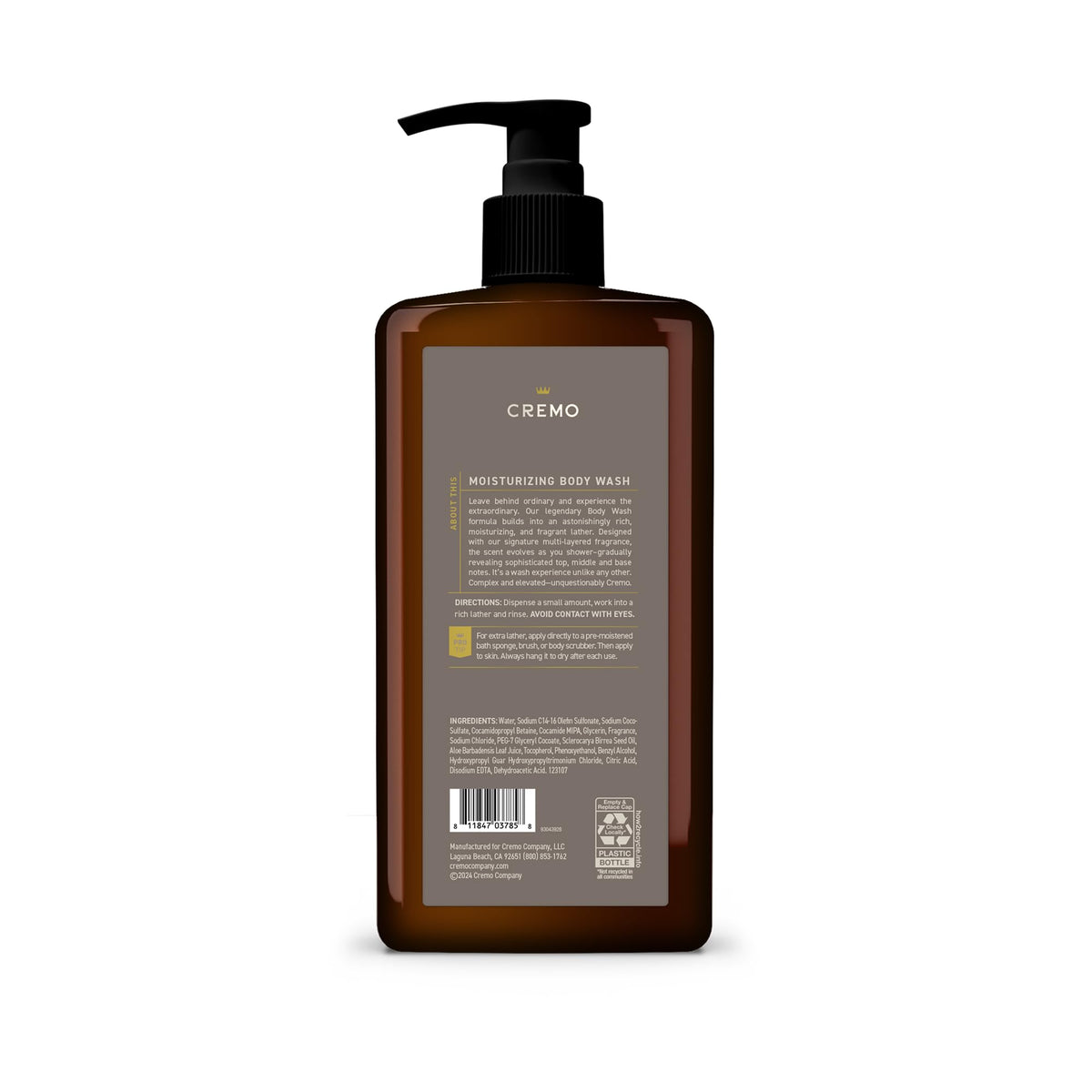Cremo Body Wash for Men, Vintage Suede, 32 Fl Oz Cremo