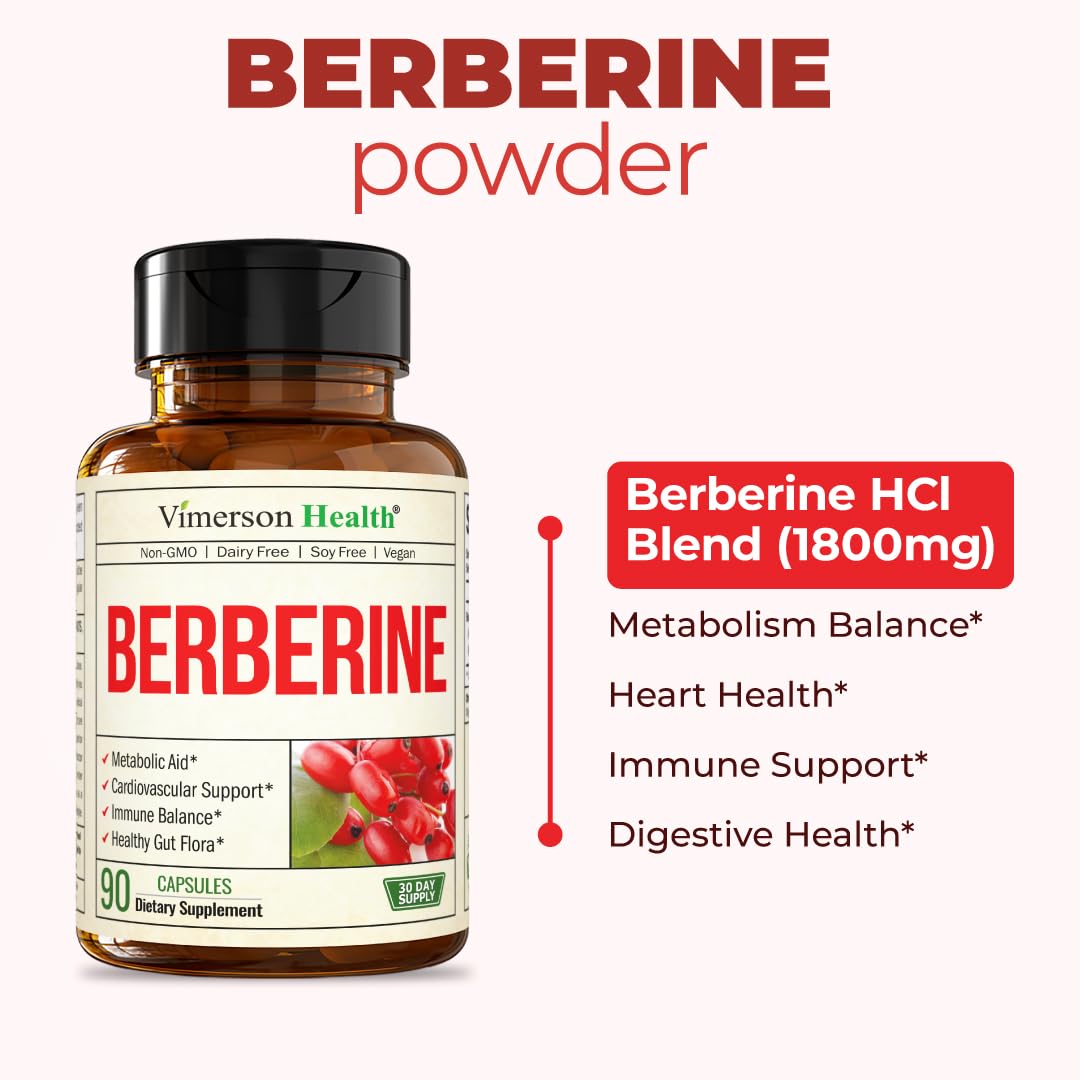Vimerson Health Berberine Supplement with Third Party Tested Berberine 1800mg - Immune Support Supplement for Cardiovascular, Gastrointestinal Function & Metabolic Aid - Vegan & Non-GMO Vimerson Health buy australia supplements