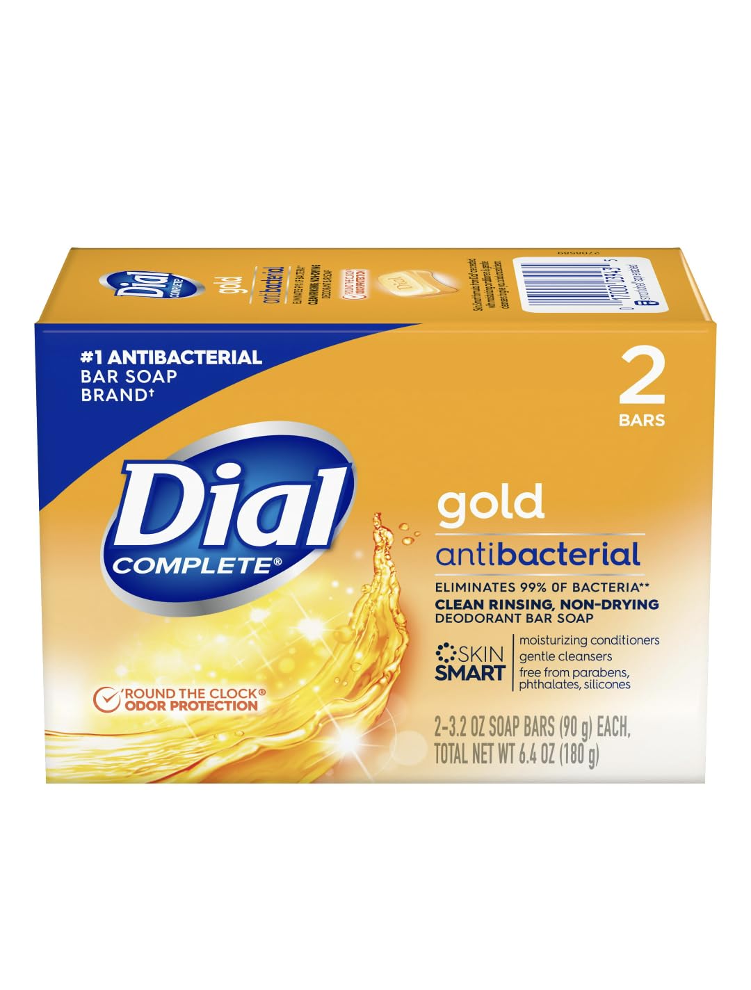 Dial Gold Antibacterial Deodorant Soap, 2 Pack, Total Net Wt 6.4 oz Dial
