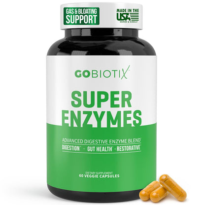 GoBiotix Digestive Enzymes Supplement with Prebiotics and Probiotics for Women and Men - Gut Health, Gluten Digestion, Lactose Absorption GOBIOTIX