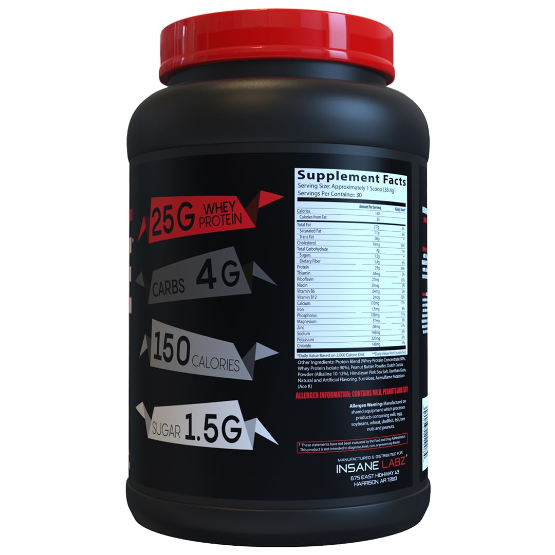 Insane Labz Insane Whey,100% Muscle Building Whey Protein, Post Workout, BCAA Amino Profile, Mass Gainer, Meal Replacement, 60 Srvgs, (Chocolate)