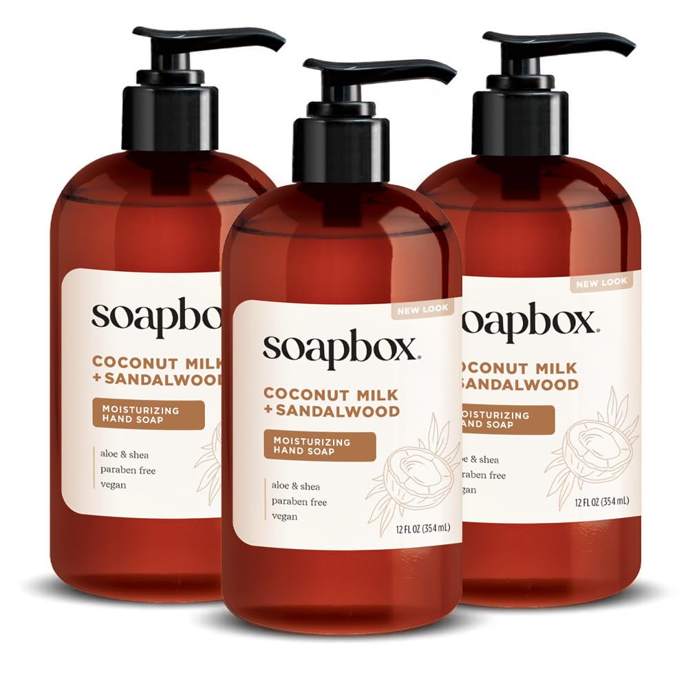 Soapbox Coconut Milk & Sandalwood Liquid Hand Soap - Hand Wash - 3 Pack Soapbox
