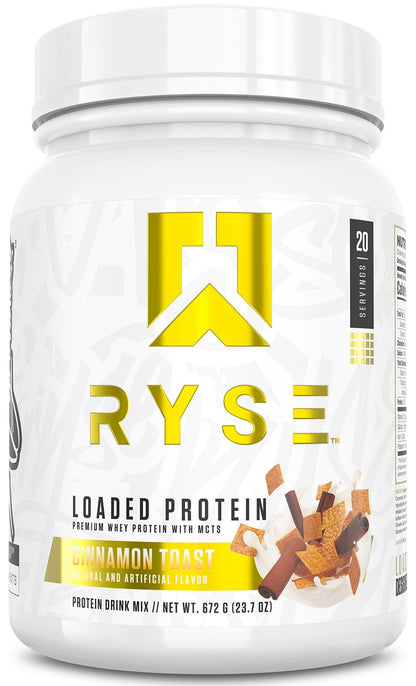 RYSE Loaded Protein Powder - Jet-Puffed Marshmallow - 25g Whey Protein Isolate & Concentrate with Prebiotic Fiber & MCTs - Low Carb, Low Sugar, Digestive-Friendly - 27 Servings / 2 lb Tub