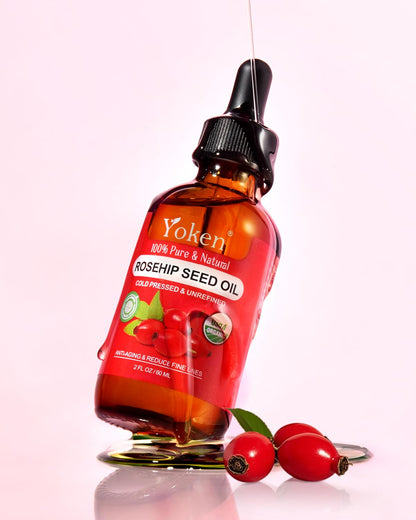 Yoken Organic Rosehip Seed Oil for Face, Pure Natural Cold Pressed, 2oz Yoken