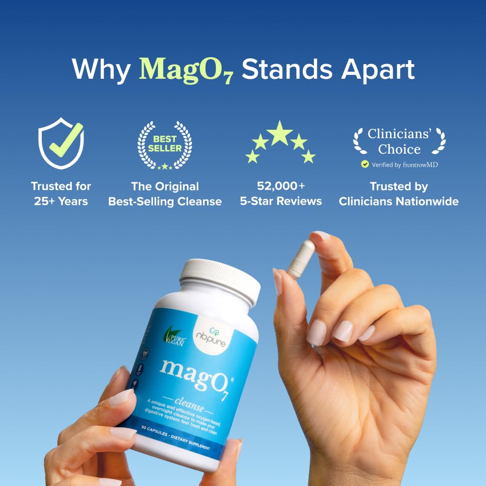 nbpure MagO7 - Natural Colon Cleanse & Detox - Occasional Constipation Relief, Stool Softener, & Bloating Support for Men & Women nbpure