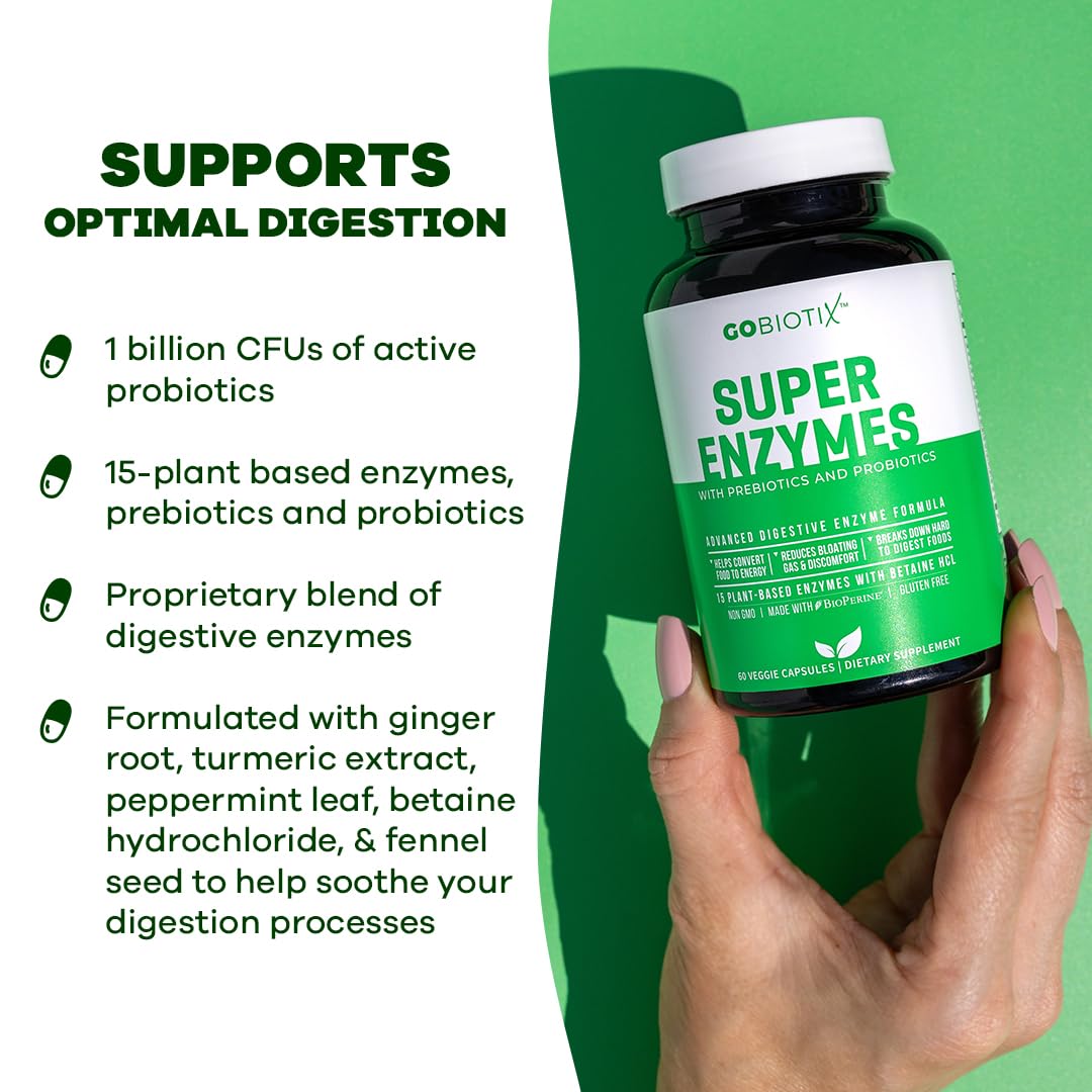 GOBIOTIX Digestive Enzymes Supplement with Prebiotics and Probiotics for Women and Men - Gut Health, Gluten Digestion, Lactose Absorption GOBIOTIX
