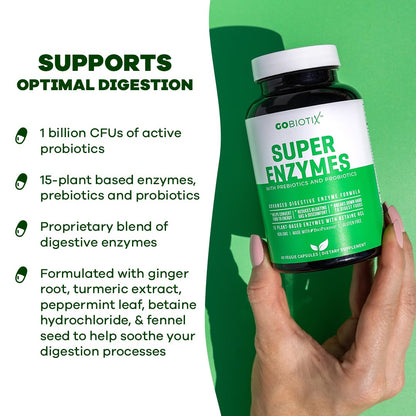 GOBIOTIX Digestive Enzymes Supplement with Prebiotics and Probiotics for Women and Men - Gut Health, Gluten Digestion, Lactose Absorption GOBIOTIX