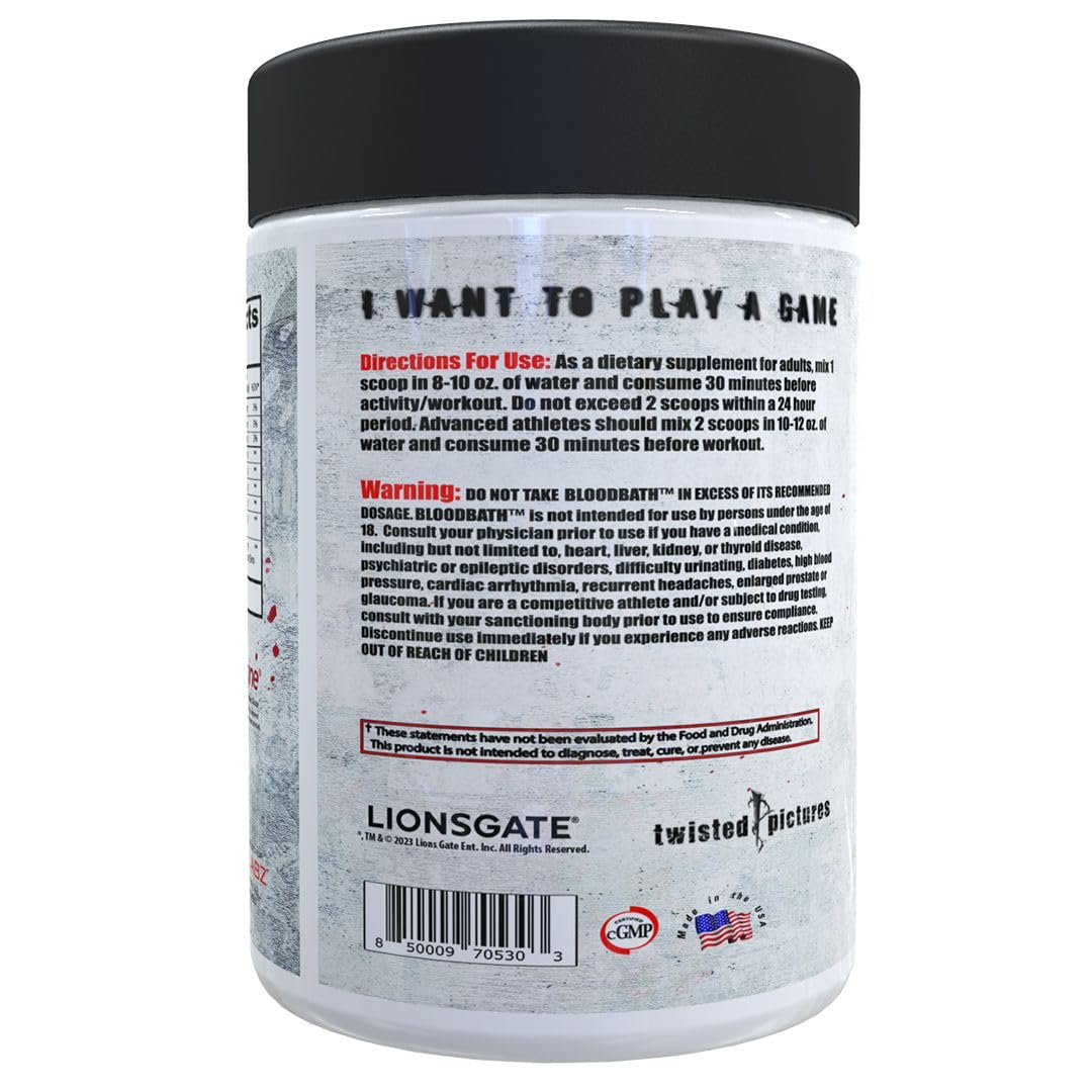 Insane Labz Saw® Bloodbath, Non-Stim Pump Pre Workout Powder with Nitrosigine®, OxyGold™, Agmatine Sulfate, L-Citrulline and Betainne Anhydrous, 40 Srvgs (Grape)