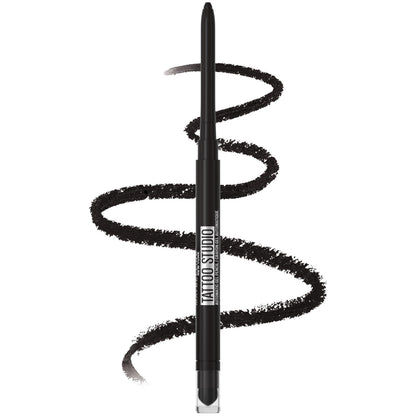 Maybelline Tattoo Studio Automatic Gel Pencil Waterproof Eyeliner, Blendable, Smudge Resistant, Matte Eyeliner For Up To 36HR Wear, Pitch Black (Smokey Black), Packaging May Vary MAYBELLINE