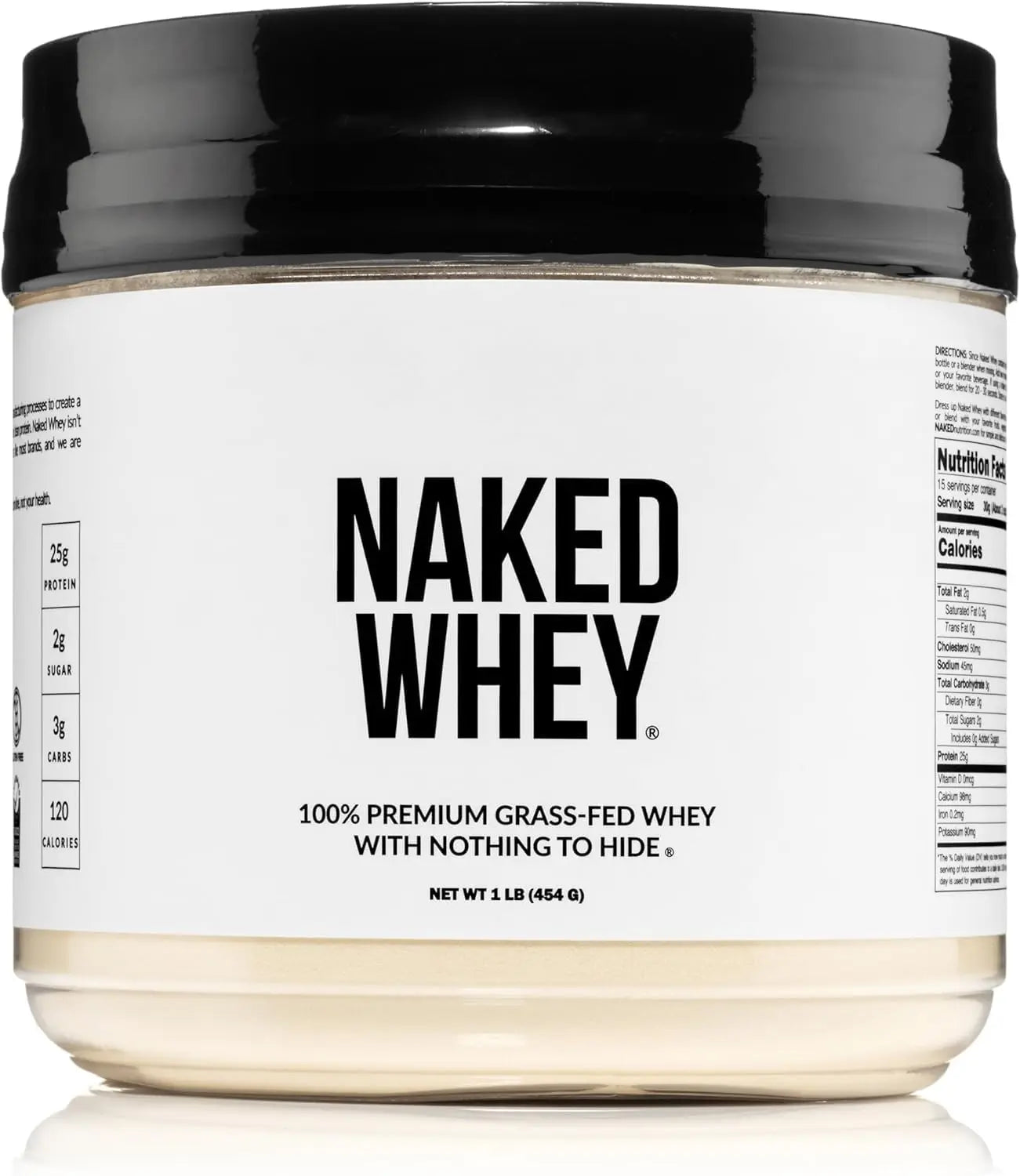 NAKED Whey 1Lb - Only 1 Ingredient, Grass Fed Whey Protein Powder, NSF Certified, Undenatured, No Gmos, No Soy, Gluten Free NAKED