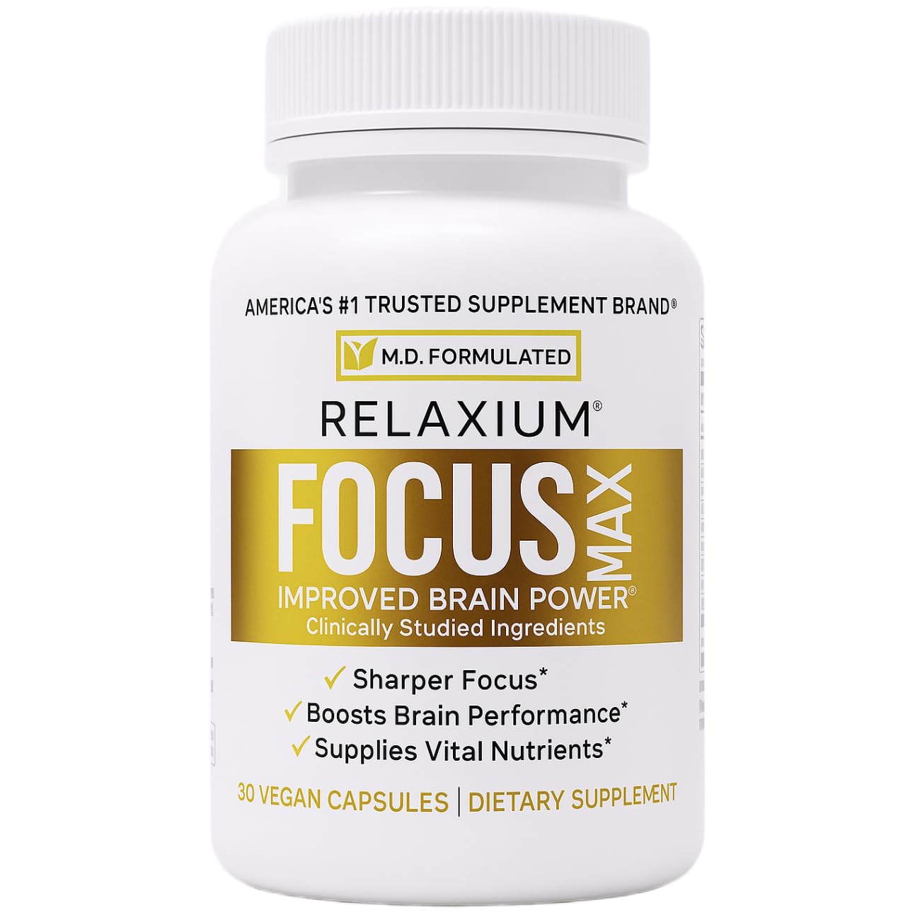 Relaxium FocusMax, Brain & Focus Health Supplement, Mental Clarity Support, Proven Concentration, Focus, Memory, Relaxium