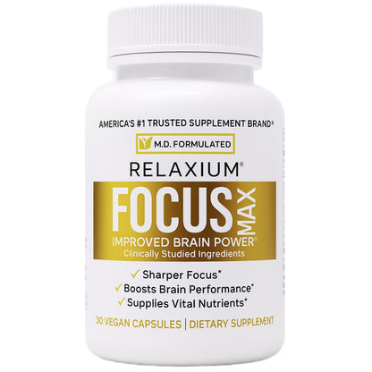 Relaxium FocusMax, Brain & Focus Health Supplement, Mental Clarity Support, Proven Concentration, Focus, Memory, Relaxium