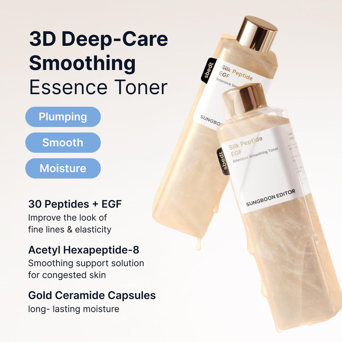 SUNGBOON EDITOR Silk Peptide EGF Toner, Firm-Looking Glow,10.14 fl.oz SUNGBOON EDITOR