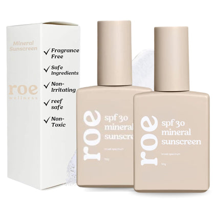 Roe Wellness- Baby Sunscreen Mineral & Reef Safe, Zinc Oxide, Non-Toxic Ingredients SPF 30 | Great For Toddlers, Kids, Newborns & Babies | Non-Greasy, Paraben-Free
