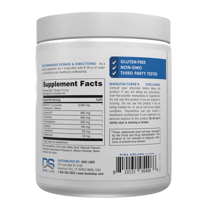 Bucked Up Essential Amino Acids - EAA Powder - Easy Mix, Non Clumping Formula - for Pre/Intra Workout - Pina Colada Flavor - 30 Servings - 11.6 oz