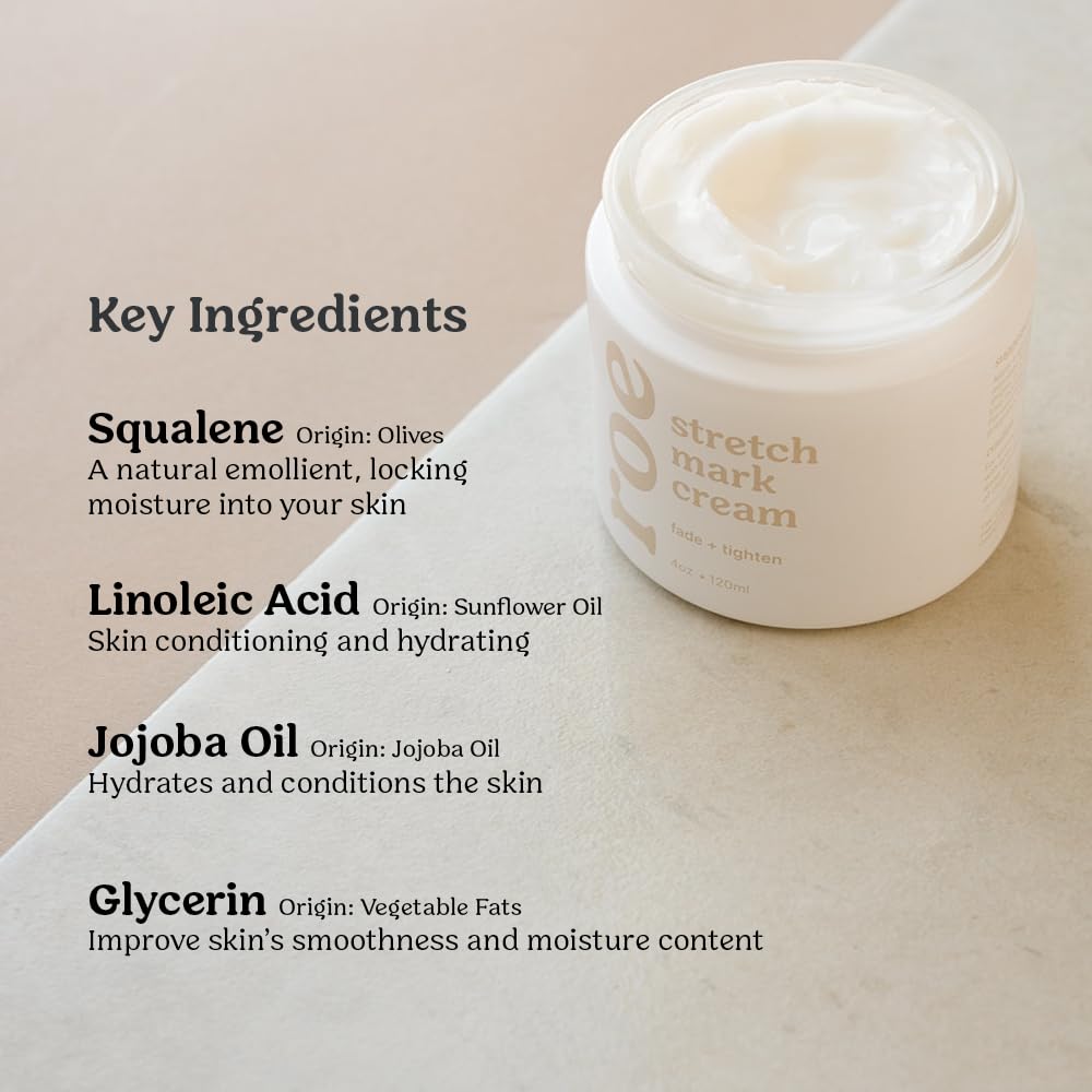 Roe Wellness- Stretch Mark Cream for Pregnancy & Prevention | Great For Moms W/ Sensitive Skin | Plant-Based Hydration, Increases Skin Elasticity and Firmness (Stretch Mark Cream)