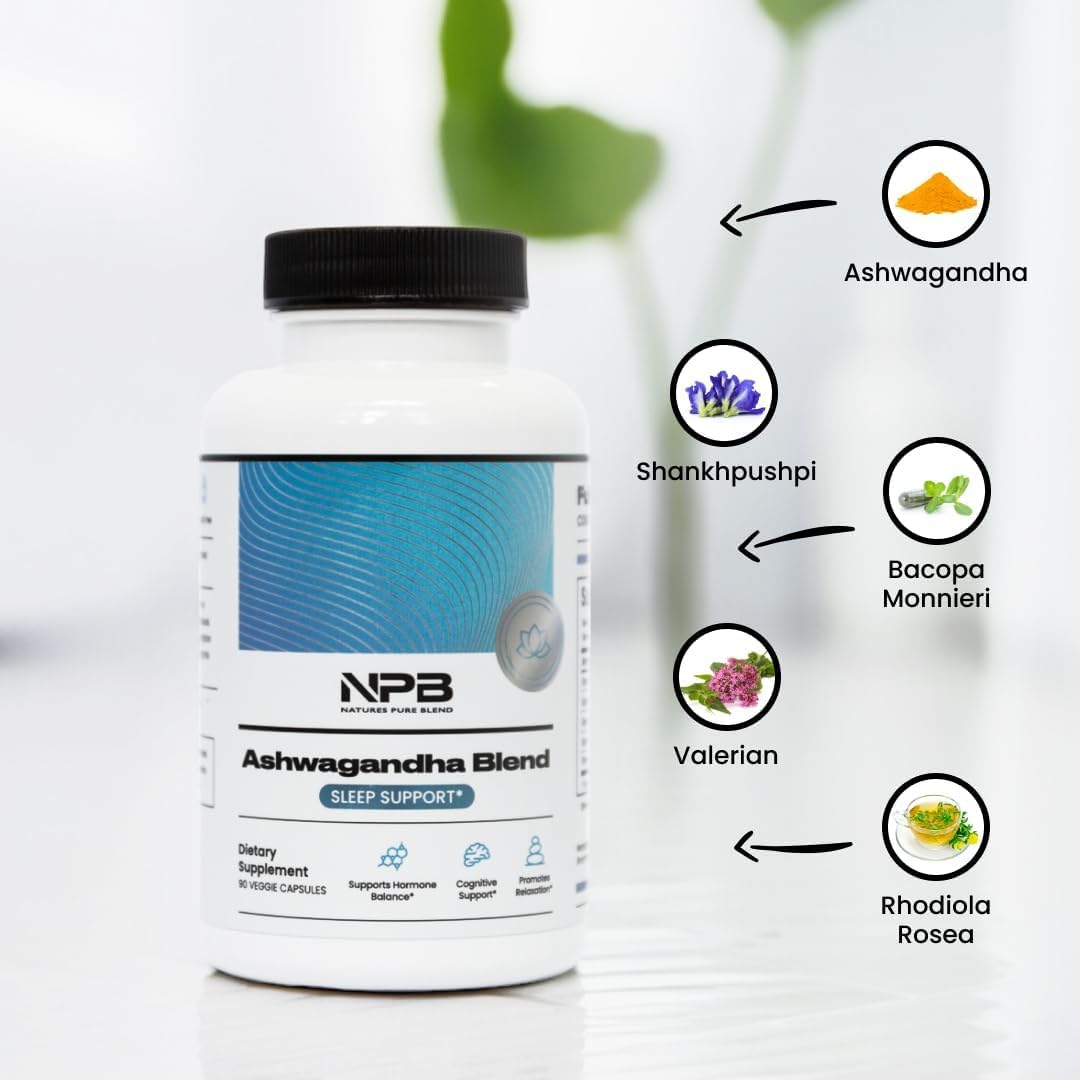 Nature's Pure Blend Ashwagandha Supplements – Organic Ashwagandha Root & Extract for Women and Men – Stress Relief, Sleep, and Mood Support – Athletic Performance & Focus Support – 60 Vegan Capsules Nature's Pure Blend buy australia supplements
