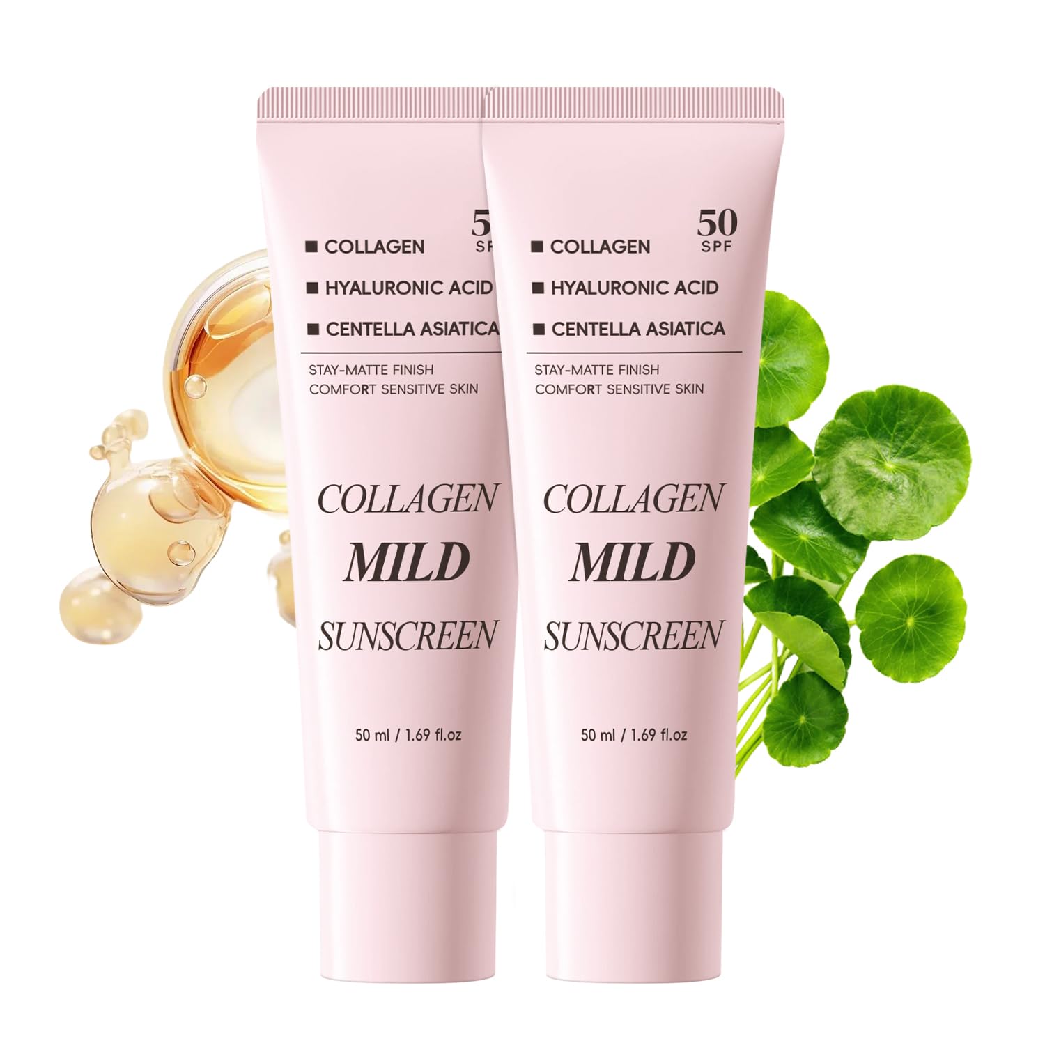 Collagen Mild Sunscreen SPF 50 for Face, Broad Spectrum Protection, Hydrating Facial Sunscreen with Peptides & Cica, Lightweight Non-Greasy, No White Cast, Natural Glow, Travel Size (2 PCS) DR.Seya buy australia supplements