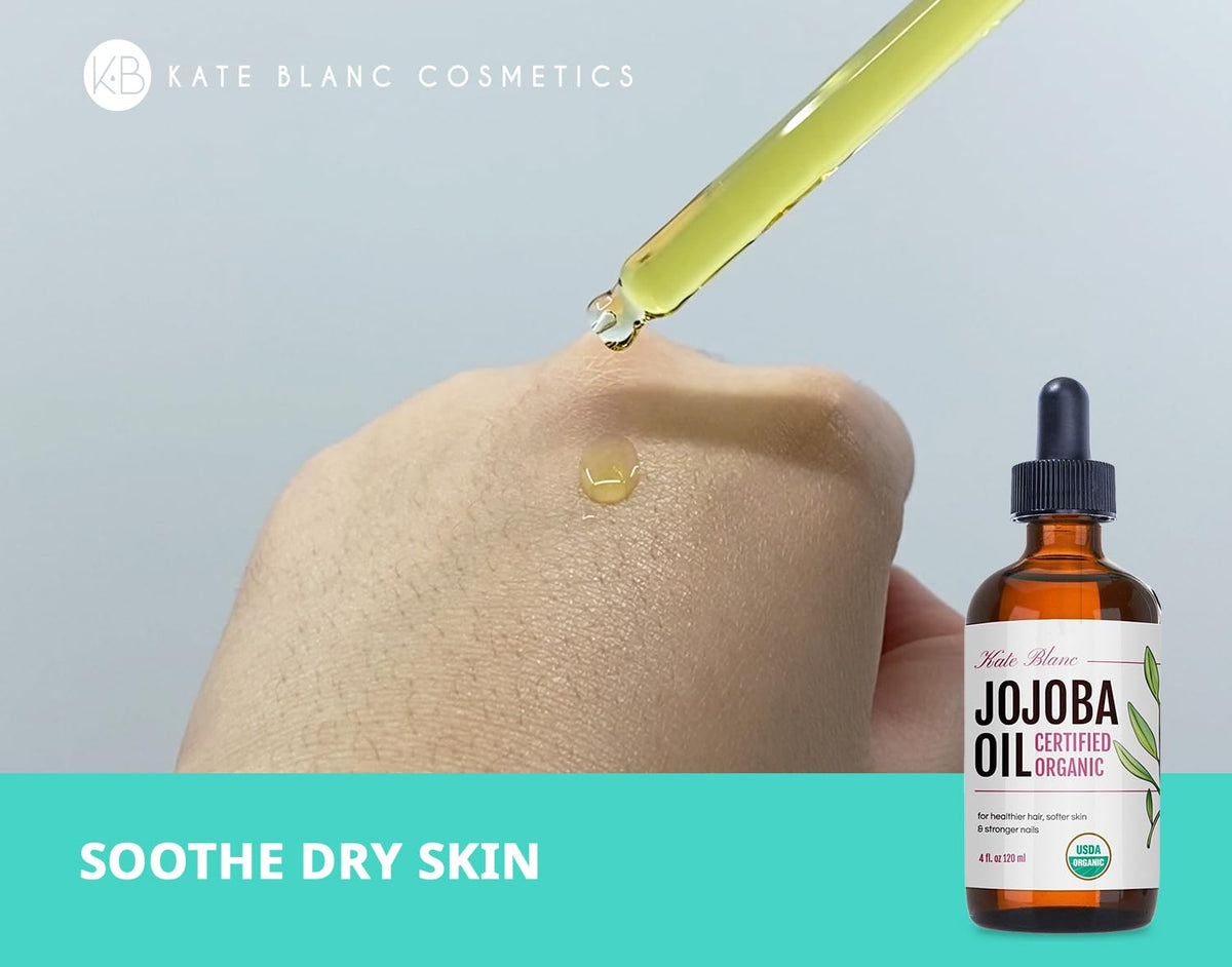 Kate Blanc Cosmetics Organic Jojoba Oil for Hair, Skin, Face, Nails (4oz) Kate Blanc Cosmetics