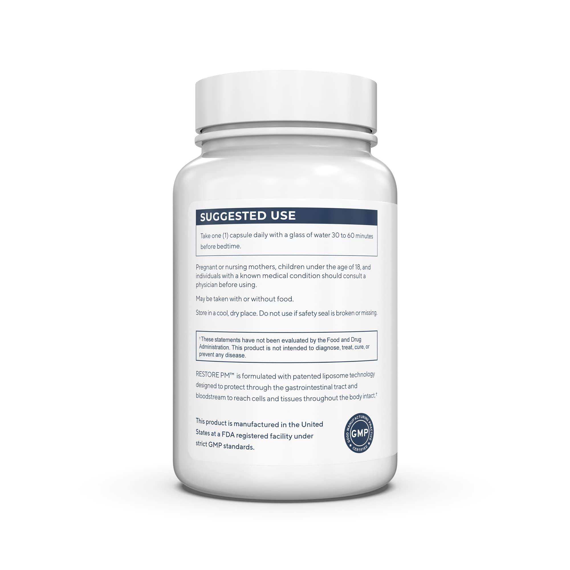 Renue By Science Restore PM | Liposomal Melatonin GABA Supplements | 60 Capsules with Melatonin (3.5mg) 5HTP (100mg) Glutathione (65mg) Apigenin (75mg) GABA (150mg) - Non-GMO | Made in The USA Renue By Science buy australia supplements