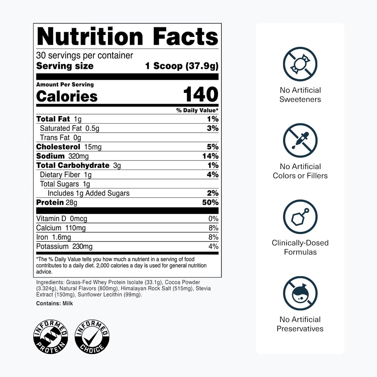 Transparent Labs Grass-Fed Whey Protein Isolate - Naturally Flavored, Gluten Free Whey Protein Powder with 28g of Protein per Serving & 9 Amino Acids - 30 Servings, French Vanilla