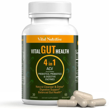 Vital Gut Health 4in1 Formula with Apple Cider Vinegar, Prebiotics & Probiotics, Digestive Enzymes for Strong Immunity Support VITAL NUTRITIVE