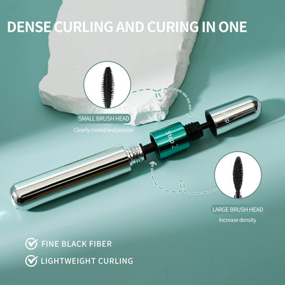 2 in 1 Mascara 5x Longer Waterproof Lash Cosmetics Natural Lengthening and Thickening Effect No Clumping Superstrong Magic 4d Silk Fiber for Vibely Mascara Makeup VIBELY