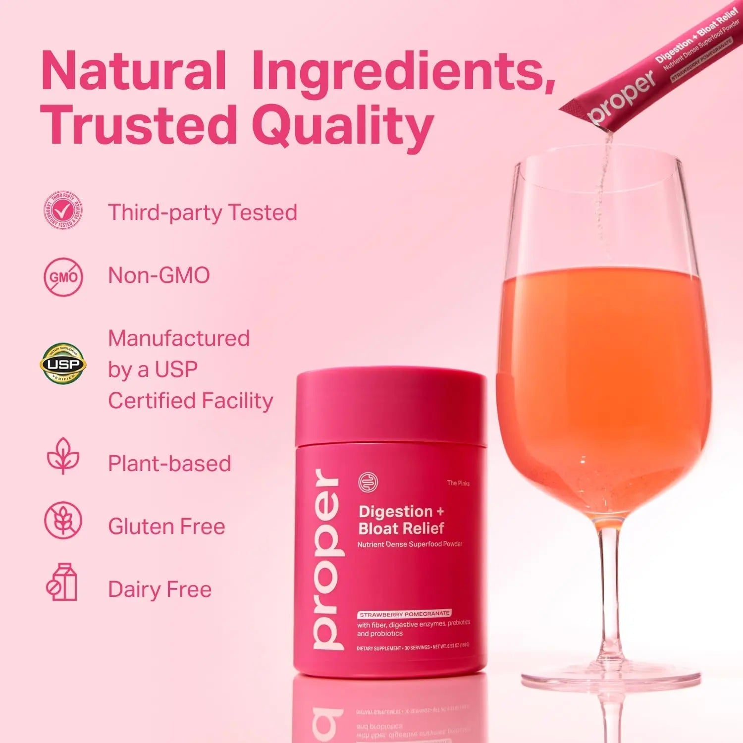 Proper, The Pinks Digestion and Bloat Relief. Drink Mix with Gut Health Probiotics, Prebiotics, Beet Root & Enzymes for Digestive Support. Bloating and Microbiome Supplement for Women and Men Proper buy australia supplements