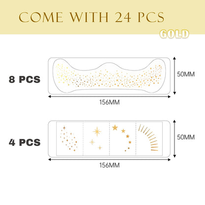 Glitter Freckles, 24PCS Glitter Freckles Face Tattoo, Sparkle Freckles for Women, Waterproof Gold Temporary Face Tattoos Glitter Glow Up Patches Makeup Patches Mardi Gras Festival (Gold) Cardiyar