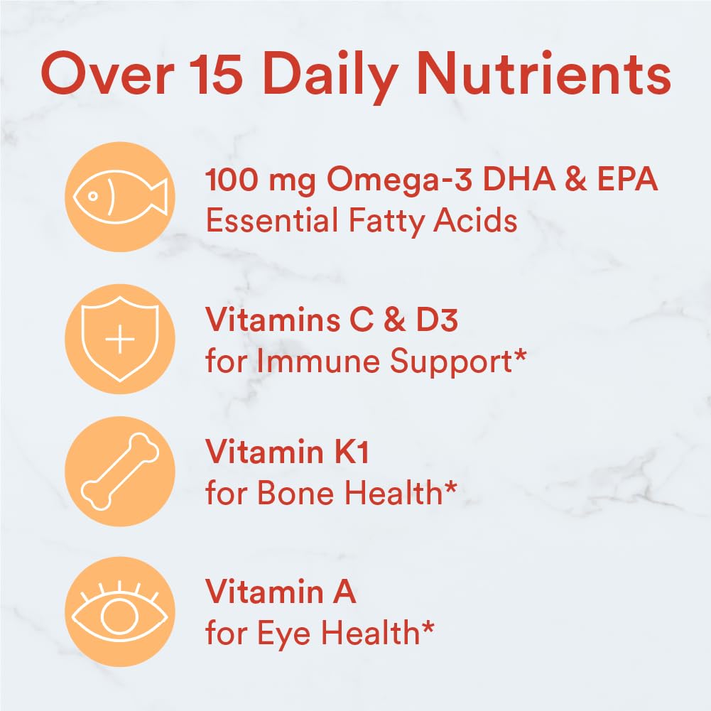 SmartyPants Kids Multivitamin Gummies with Omega 3 DHA/EPA, Vitamins D3, C, B12, B6, A, K, and Zinc, Gluten Free, Clean Label, Three Fruit Flavors, 60 Gummies (30 Day Supply) Gsupps Australia
