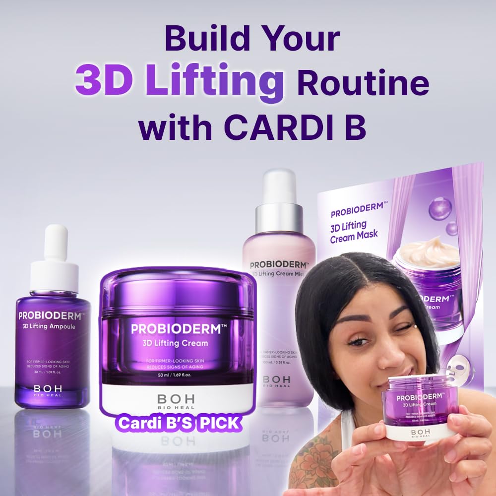 [Cardi B's Pick] BIO HEAL BOH Probioderm 3D Lifting Cream 1.69 fl oz - Advanced Korean Facial Night Cream with 17-Peptide Complex & Probioderm for Face & Neck, Butter-Rich Texture for Perfect Slugging BIOHEAL BOH