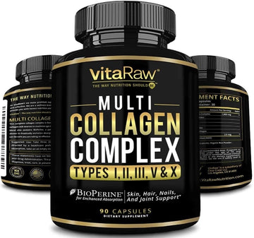 VitaRaw Collagen Pills 1800 mg - Multi Collagen Supplements (Types I, II, III, V & X) Grass Fed Non GMO Collagen Peptides Pills for Hair, Skin and Joints - Hydrolyzed Collagen Protein Powder VitaRaw buy australia supplements