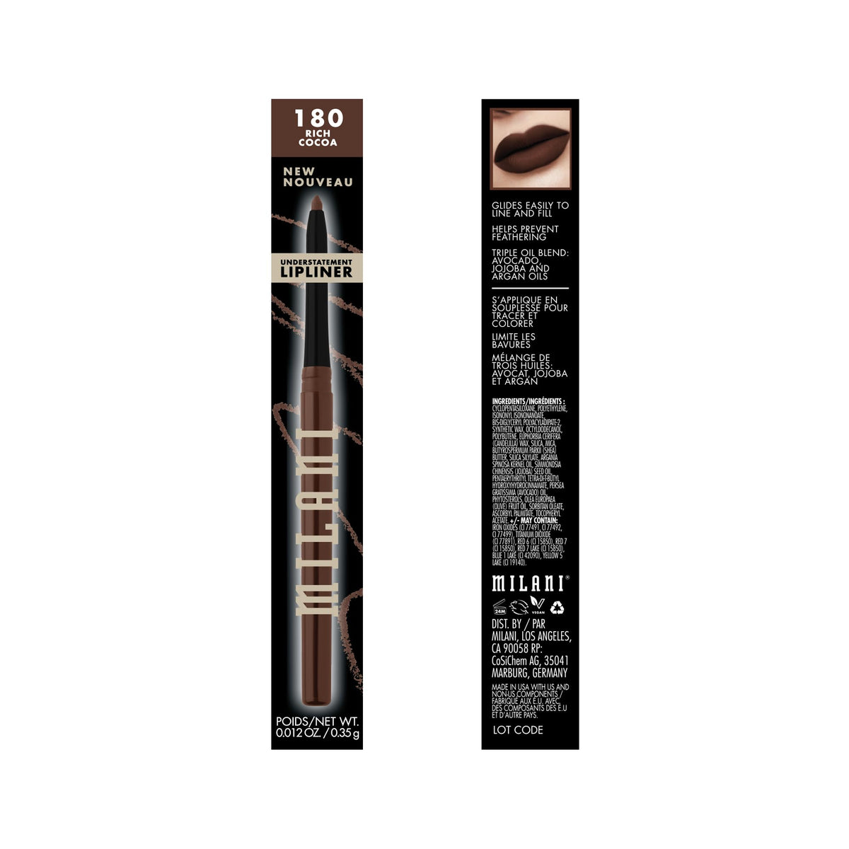 Milani Understatement Lip Liner Pencil - Retractable - Rich Cocoa Milani