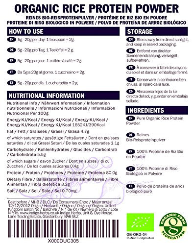 Indigo Herbs Organic Rice Protein Powder 1kg Indigo Herbs buy australia supplements