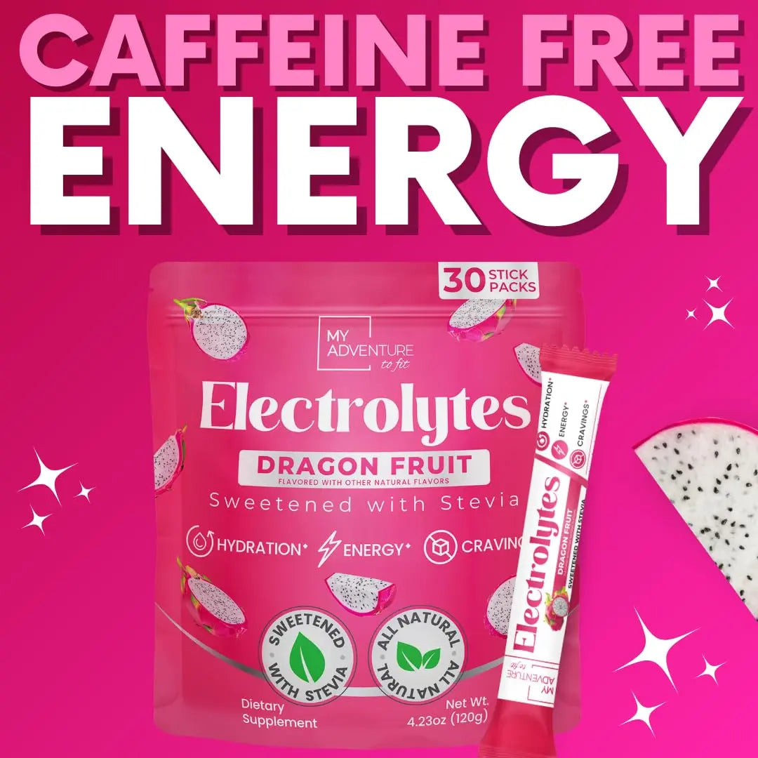Zero Sugar Dragon Fruit Electrolytes Sticks - Refreshing Hydration - Caffeine Free Energy with Natural Ingredients - Vegan, Keto & Paleo My Adventure to Fit